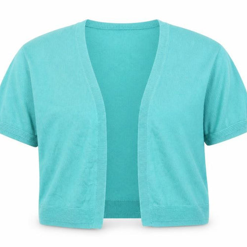 Tu Women’s Green Short Sleeve Open Knit Cardigan Size 12