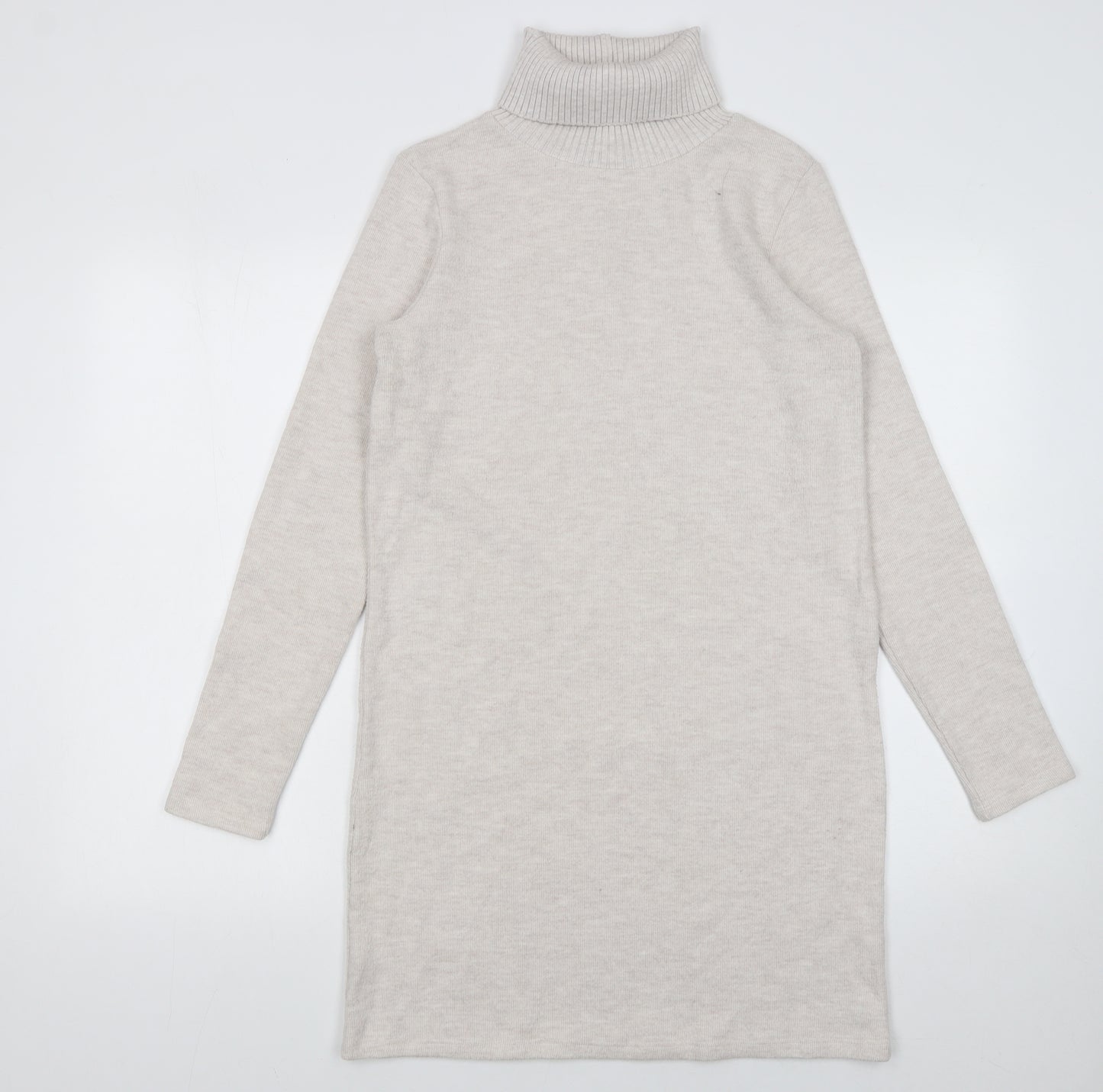 George Women Beige Size 10 Roll Neck Knit Sweater Dress