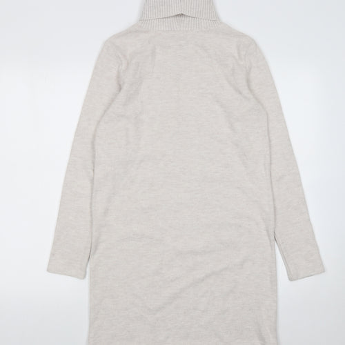 George Women Beige Size 10 Roll Neck Knit Sweater Dress