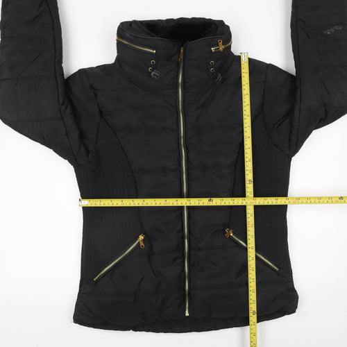 Rising Women's Black Puffer Jacket Size S Lightweight Quilted Zip Coat