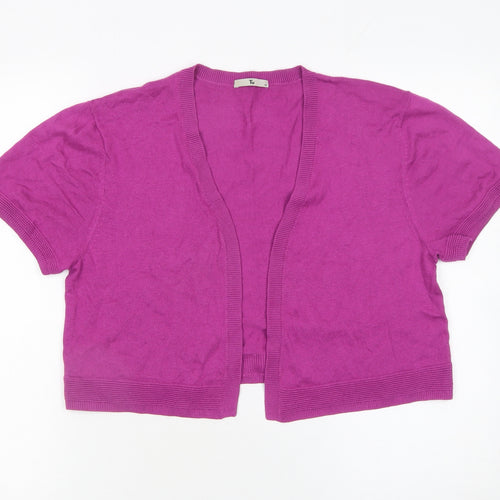 Tu Women's Purple Short Sleeve Knit Open Cardigan Size 16