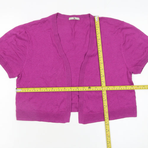 Tu Women's Purple Short Sleeve Knit Open Cardigan Size 16
