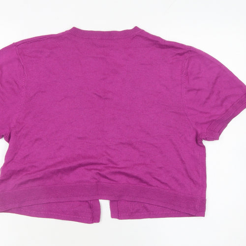 Tu Women's Purple Short Sleeve Knit Open Cardigan Size 16
