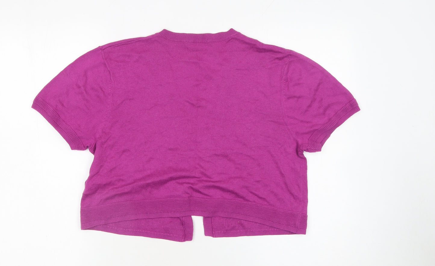 Tu Women's Purple Short Sleeve Knit Open Cardigan Size 16