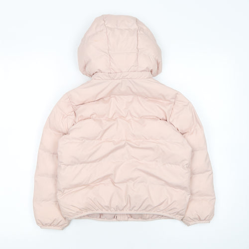 Uniqlo Girls Pink Hooded Puffer Jacket 5-6 Years Winter Coat Polyester