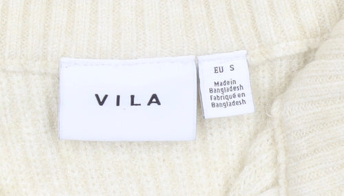 Vila Women Ivory Sleeveless High Neck Zip Knit Vest Jumper Size 8