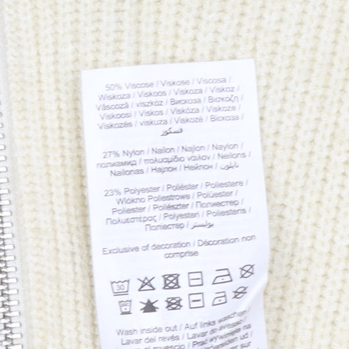Vila Women Ivory Sleeveless High Neck Zip Knit Vest Jumper Size 8