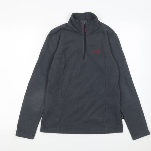 Jack Wolfskin Women Grey Fleece Half Zip Outdoor Jacket Size 6