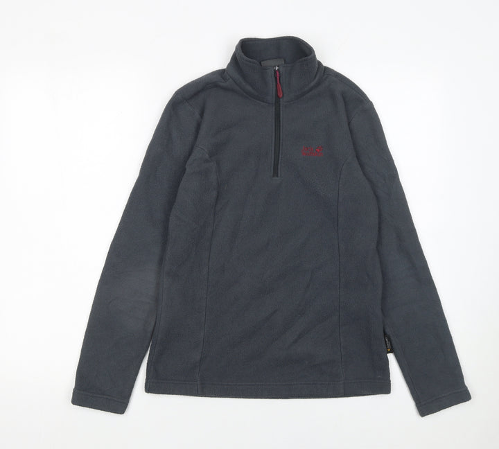 Jack Wolfskin Women Grey Fleece Half Zip Outdoor Jacket Size 6