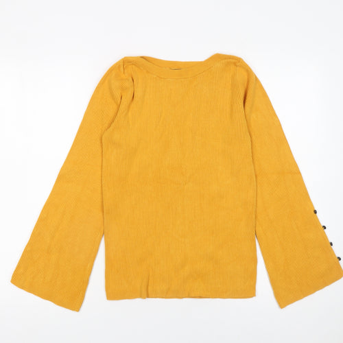 Matalan Women's Yellow Bell Sleeve Ribbed Knit Jumper Size 16