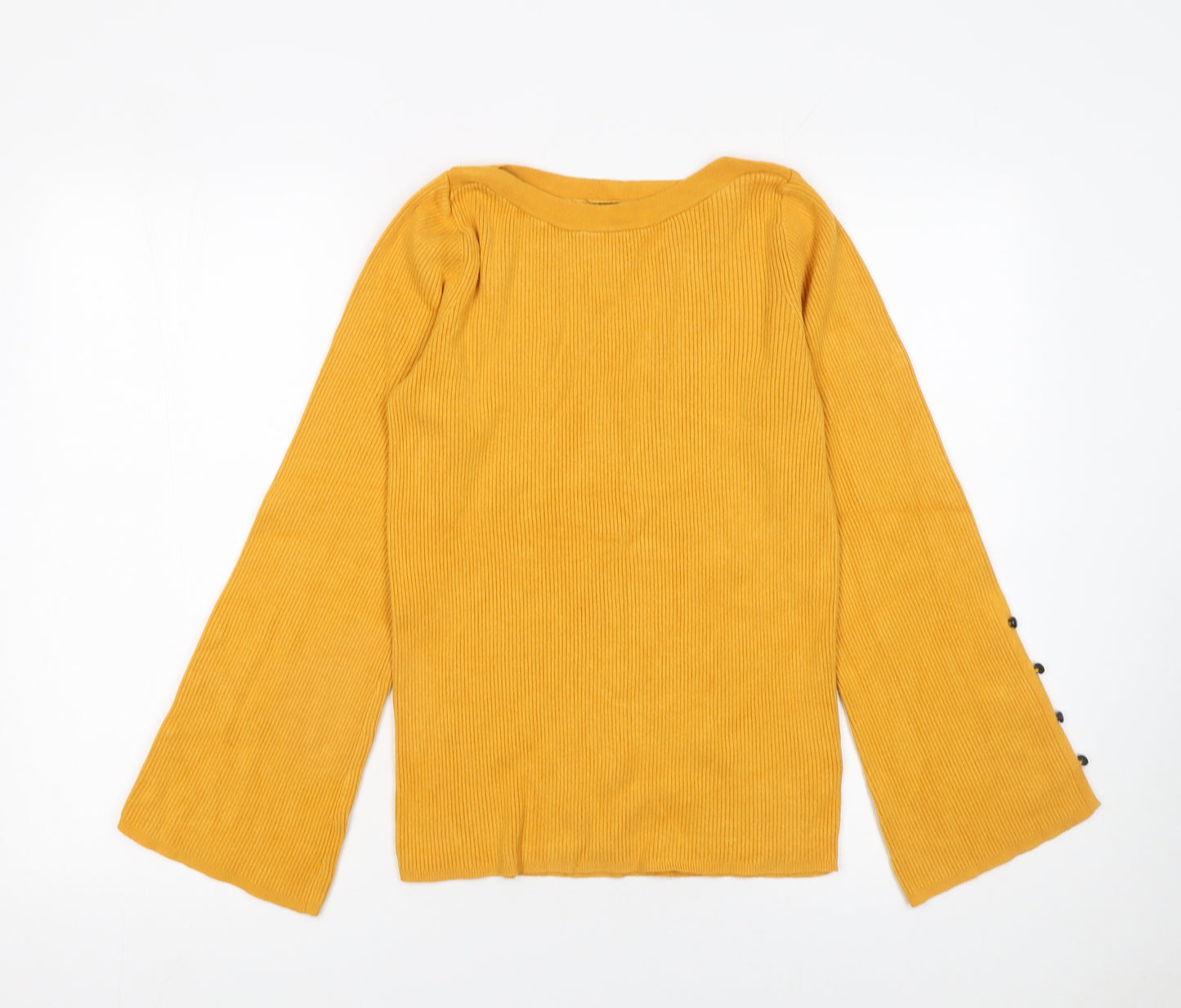 Matalan Women's Yellow Bell Sleeve Ribbed Knit Jumper Size 16