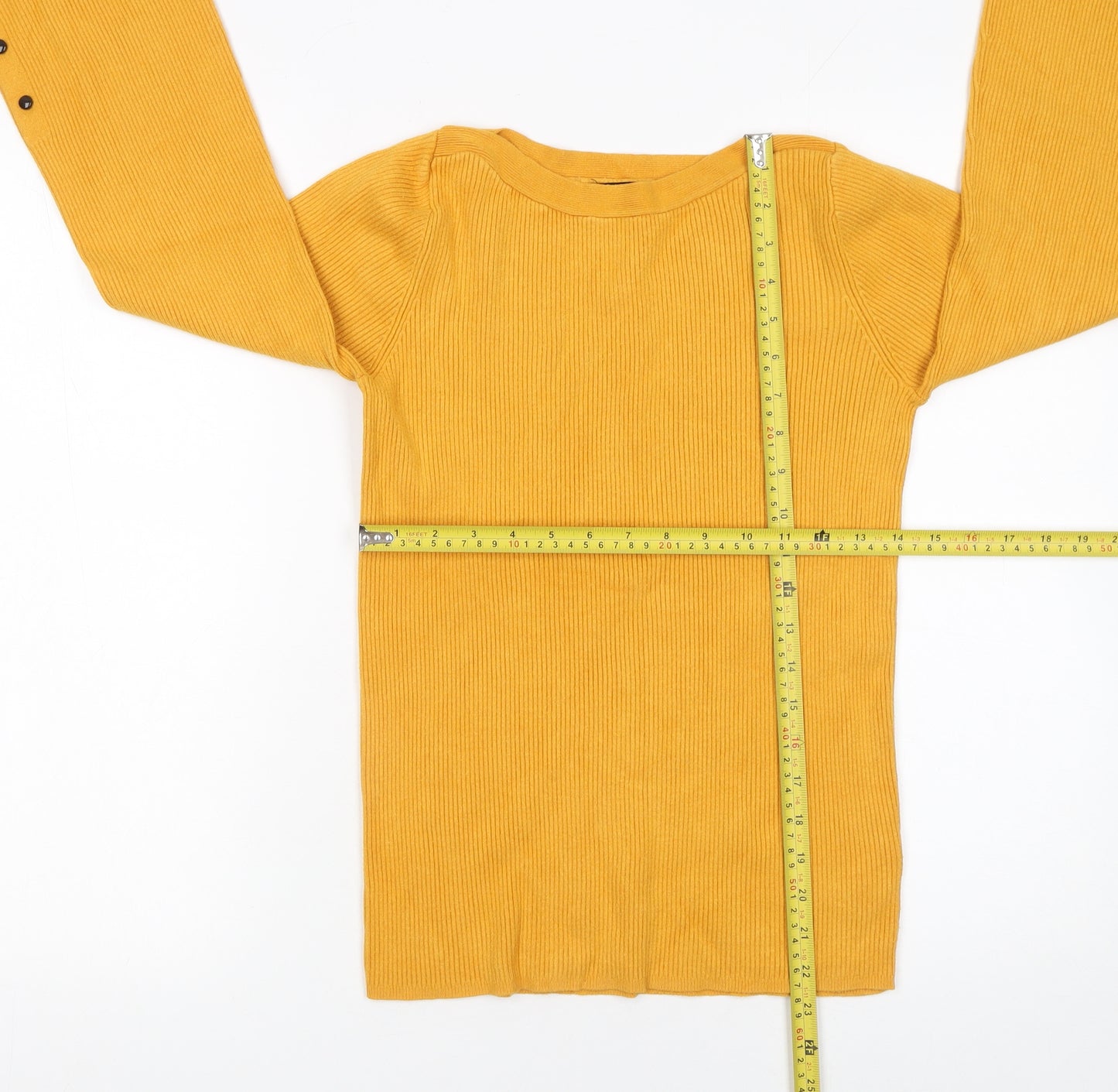 Matalan Women's Yellow Bell Sleeve Ribbed Knit Jumper Size 16