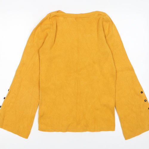 Matalan Women's Yellow Bell Sleeve Ribbed Knit Jumper Size 16