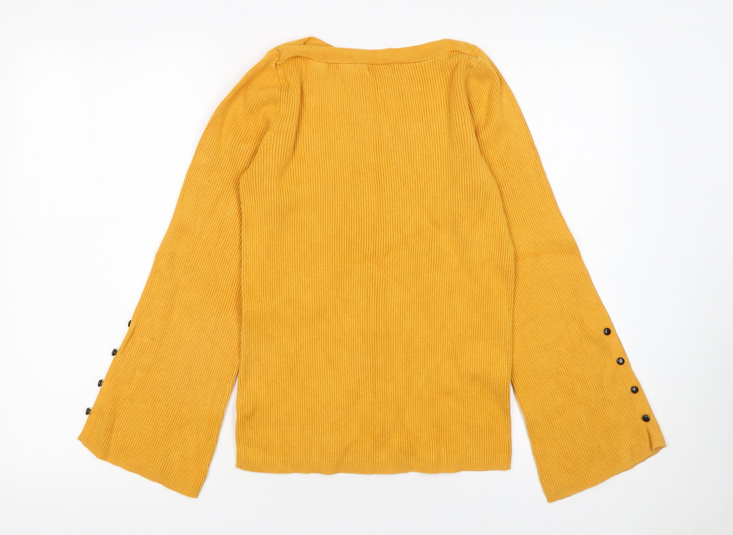 Matalan Women's Yellow Bell Sleeve Ribbed Knit Jumper Size 16