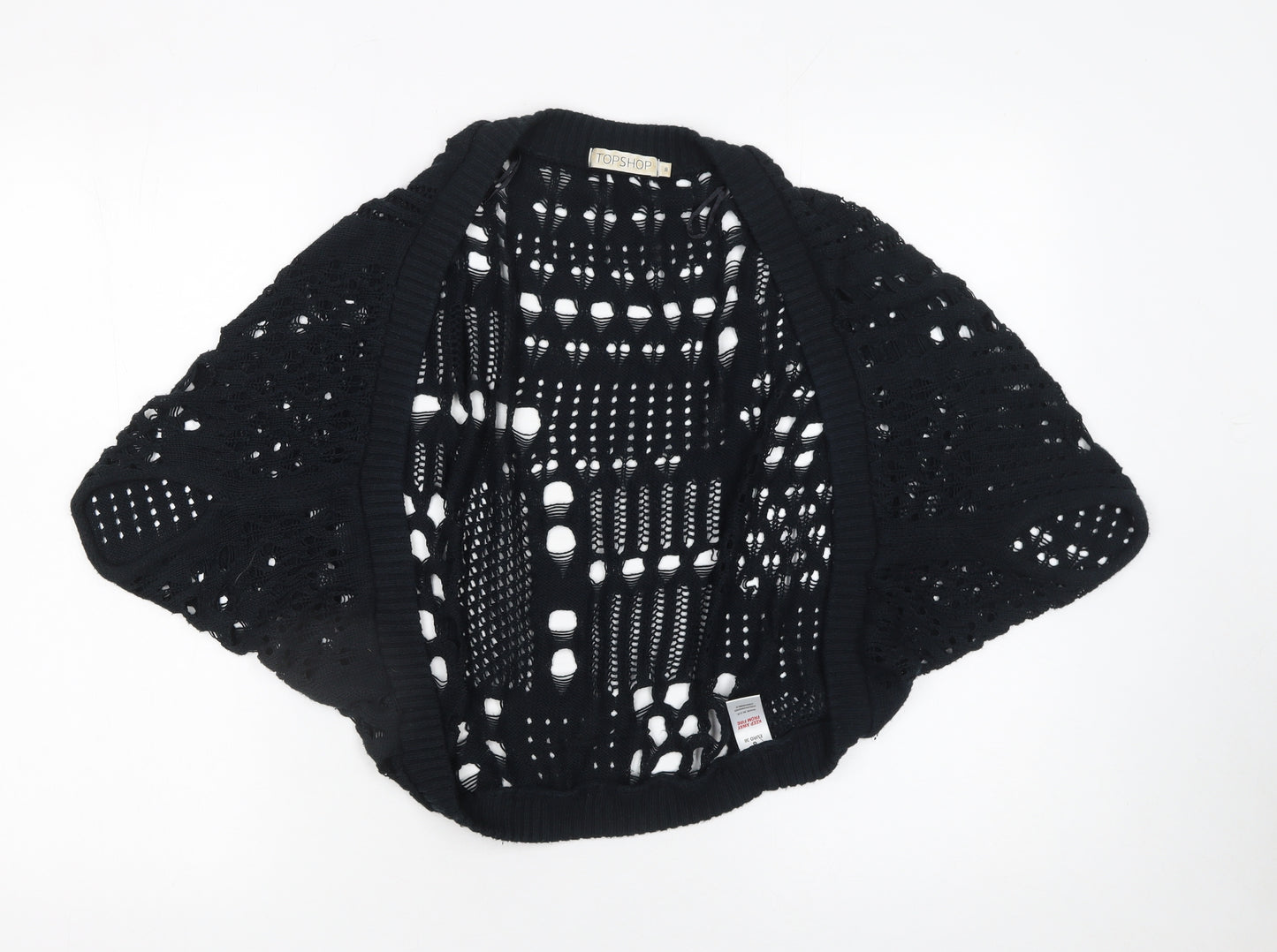 Topshop Women's Black Open-Knit Shrug Cardigan Size 8