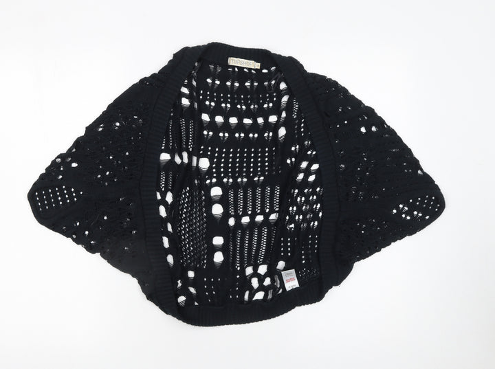 Topshop Women's Black Open-Knit Shrug Cardigan Size 8
