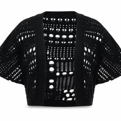 Topshop Women's Black Open-Knit Shrug Cardigan Size 8