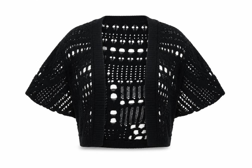 Topshop Women's Black Open-Knit Shrug Cardigan Size 8