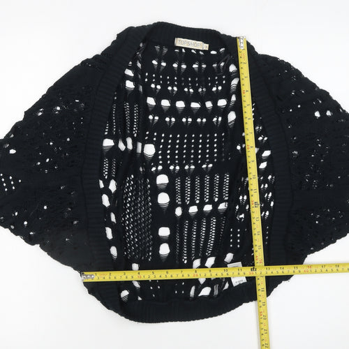 Topshop Women's Black Open-Knit Shrug Cardigan Size 8