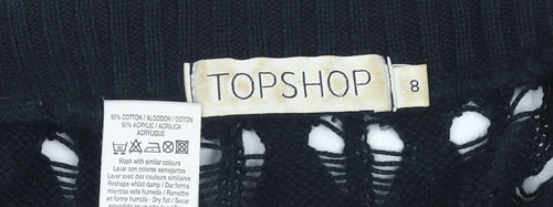 Topshop Women's Black Open-Knit Shrug Cardigan Size 8