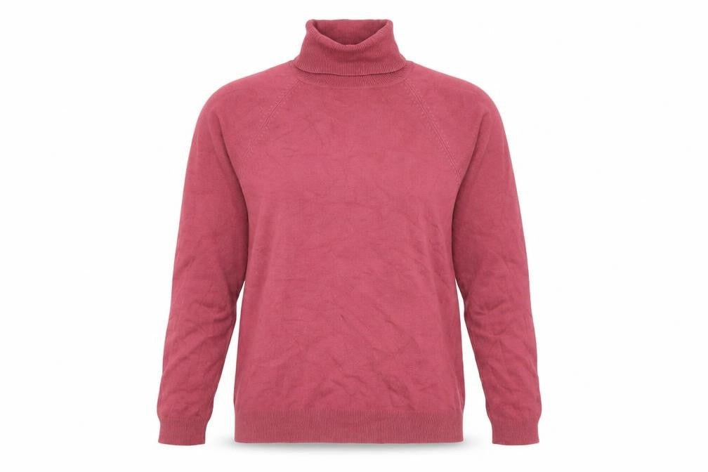 Topshop Women Pink Roll Neck Long Sleeve Cotton Knit Jumper Size 10