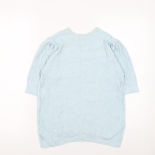 Marks and Spencer Women’s Blue Size 14 3/4 Sleeve Puff Knit Jumper