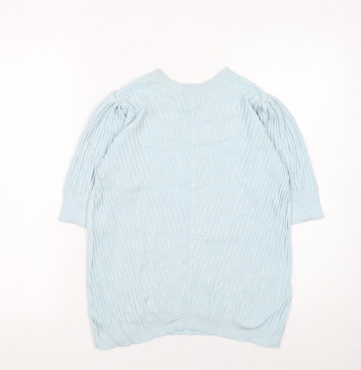 Marks and Spencer Women’s Blue Size 14 3/4 Sleeve Puff Knit Jumper