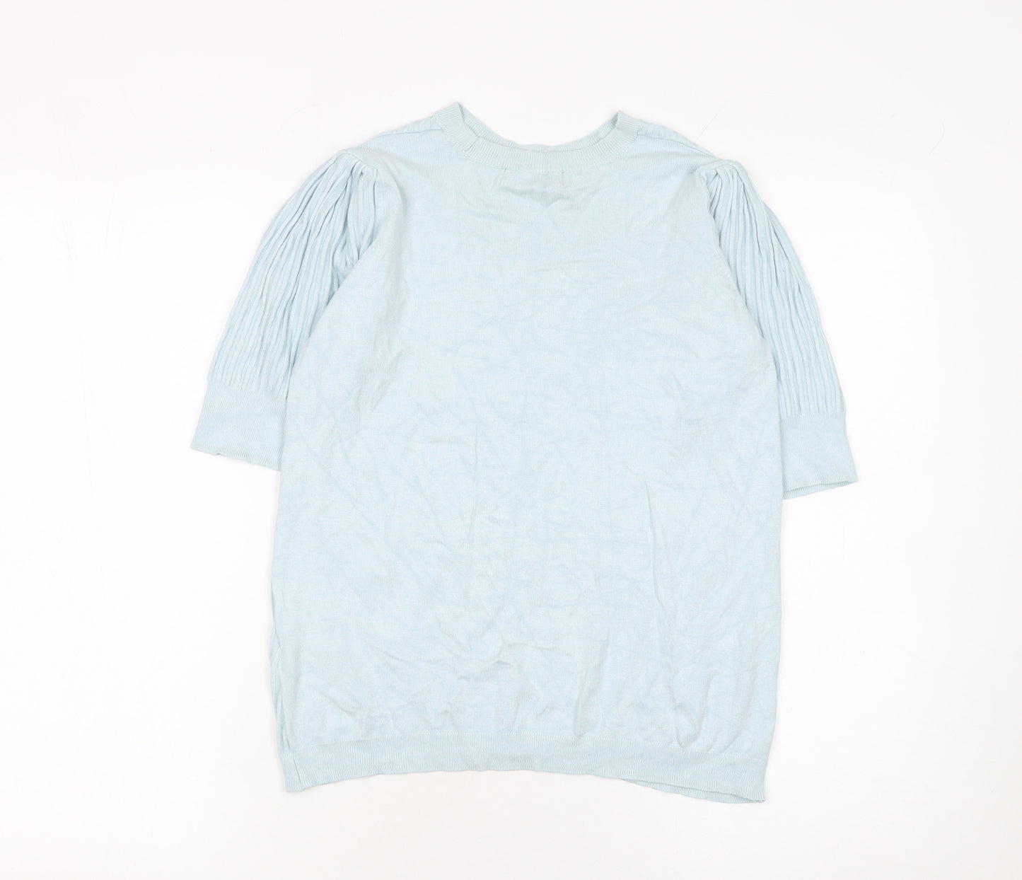 Marks and Spencer Women’s Blue Size 14 3/4 Sleeve Puff Knit Jumper
