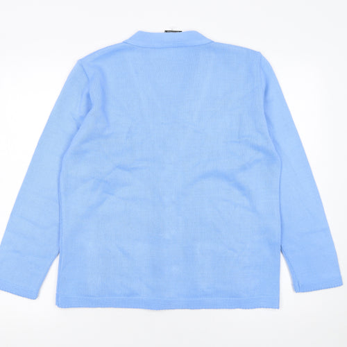 Florida Collection Women’s Blue Acrylic V-Neck Embroidered Cardigan S/M