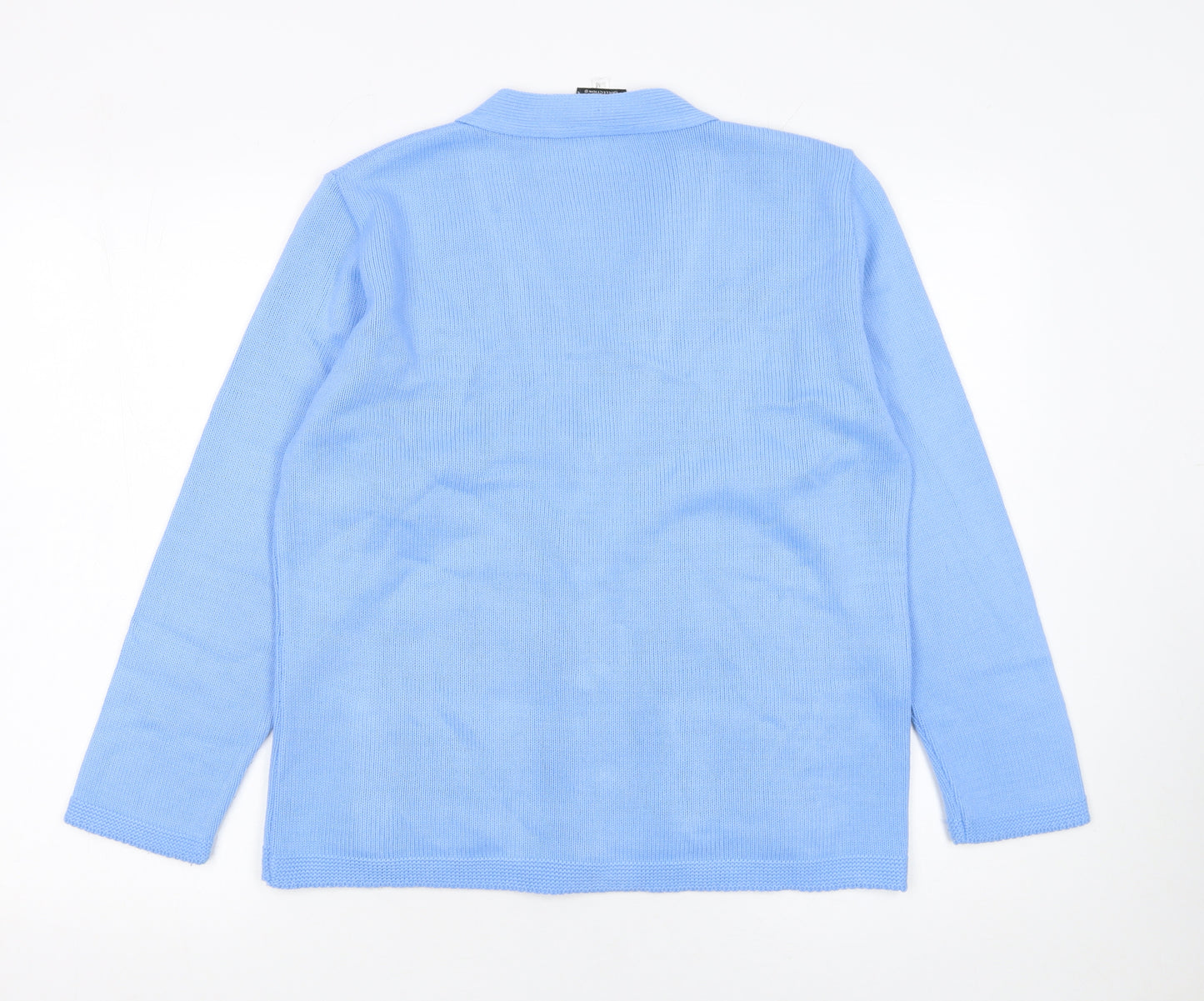 Florida Collection Women’s Blue Acrylic V-Neck Embroidered Cardigan S/M