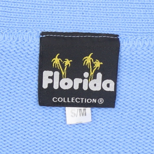 Florida Collection Women’s Blue Acrylic V-Neck Embroidered Cardigan S/M