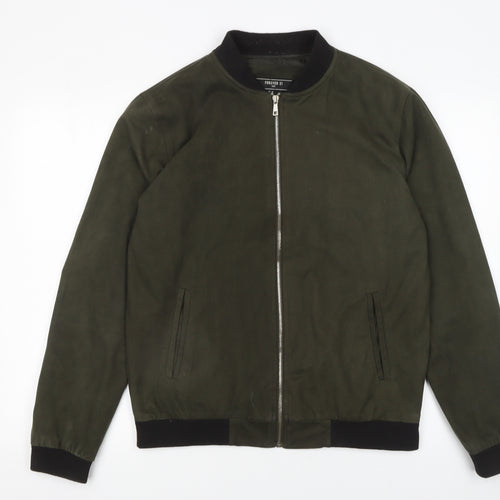 Forever 21 Men Green M Bomber Jacket Lightweight Full Zip Casual