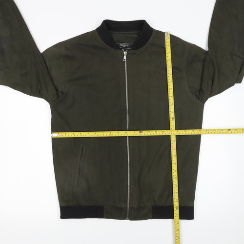 Forever 21 Men Green M Bomber Jacket Lightweight Full Zip Casual