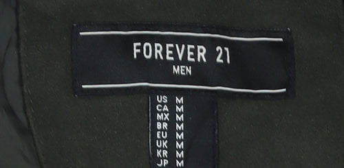 Forever 21 Men Green M Bomber Jacket Lightweight Full Zip Casual