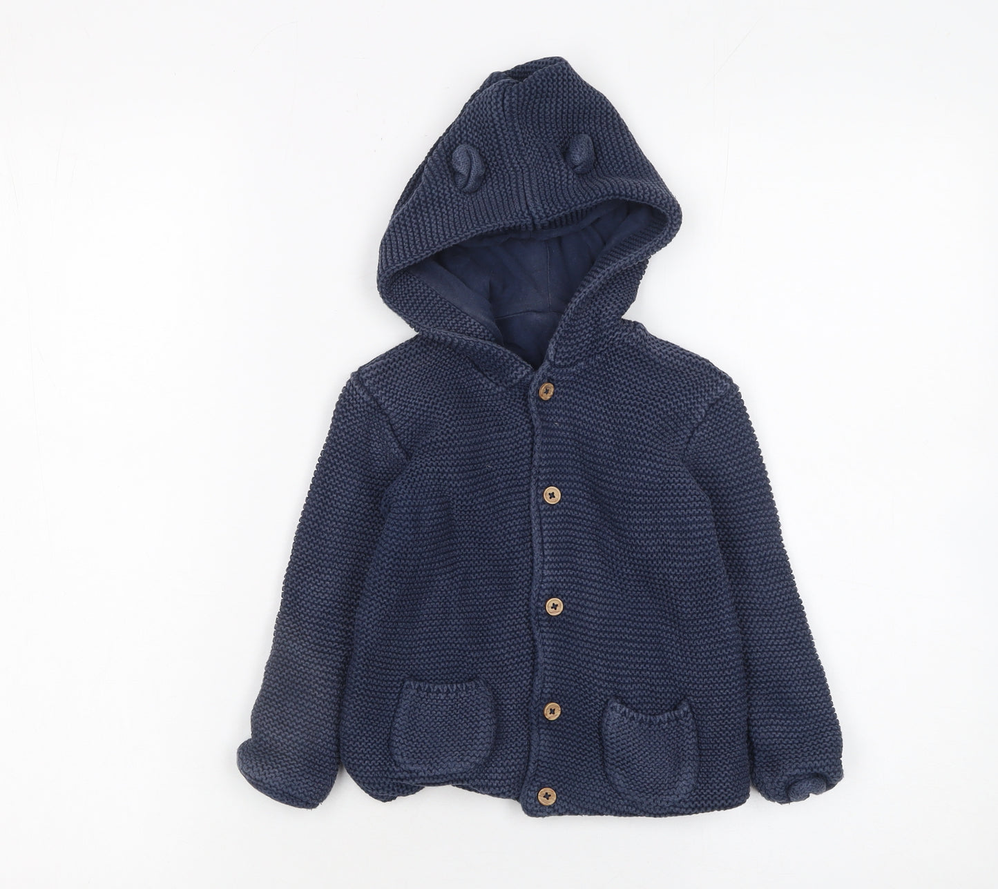 George Blue Hooded Knit Cardigan Jumper 18-24 Months Unisex Baby