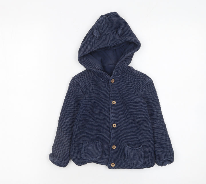 George Blue Hooded Knit Cardigan Jumper 18-24 Months Unisex Baby