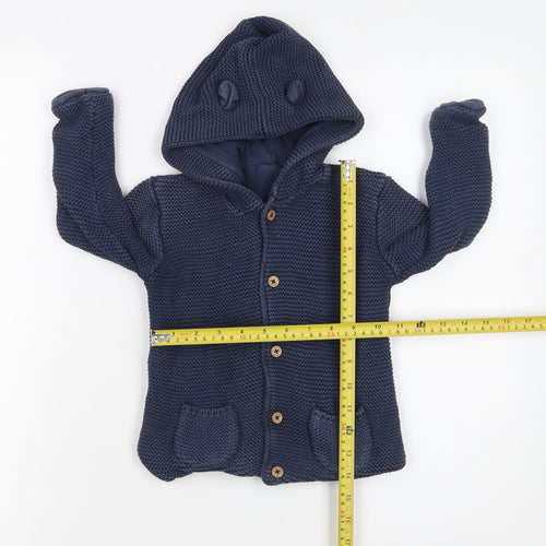 George Blue Hooded Knit Cardigan Jumper 18-24 Months Unisex Baby