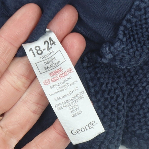 George Blue Hooded Knit Cardigan Jumper 18-24 Months Unisex Baby