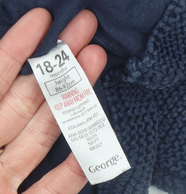 George Blue Hooded Knit Cardigan Jumper 18-24 Months Unisex Baby