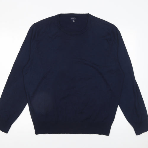 J.Crew Men's Blue XL Crew Neck Merino Wool Blend Jumper