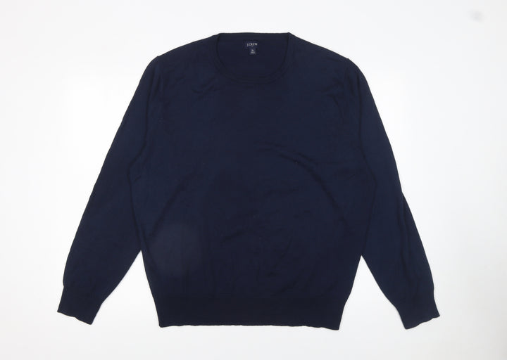 J.Crew Men's Blue XL Crew Neck Merino Wool Blend Jumper