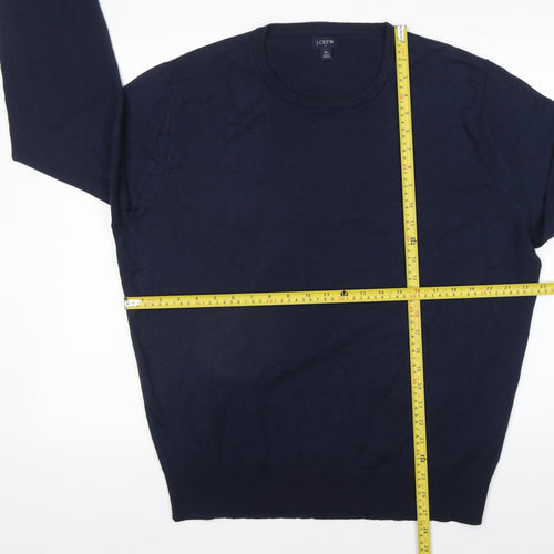 J.Crew Men's Blue XL Crew Neck Merino Wool Blend Jumper