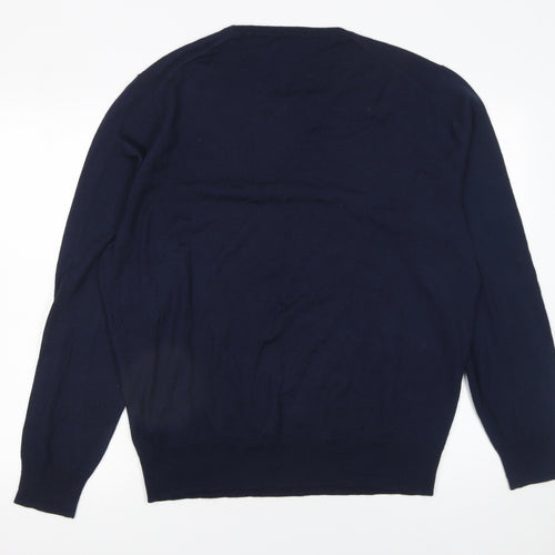 J.Crew Men's Blue XL Crew Neck Merino Wool Blend Jumper