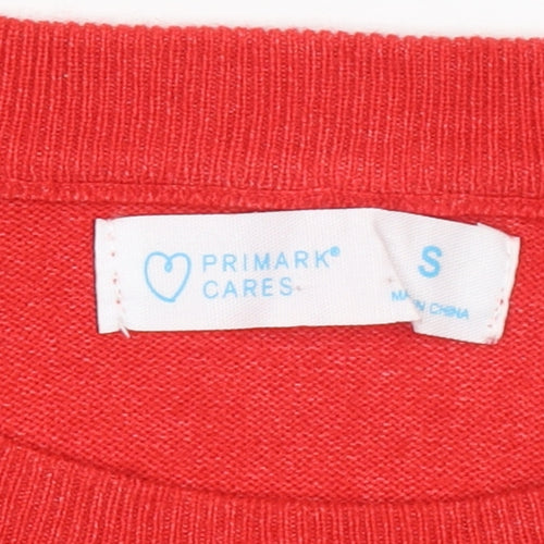 Primark Womens Red Crew Neck Pullover Jumper Size S