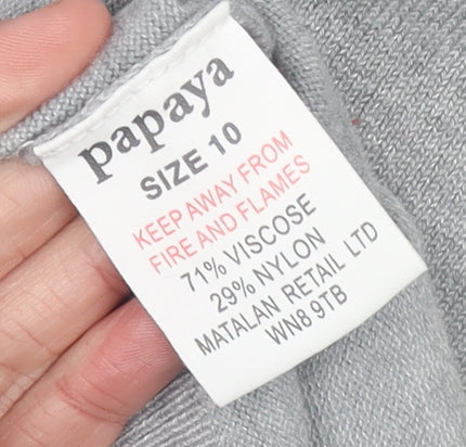Papaya Women Grey Roll Neck Knit Jumper Size 10