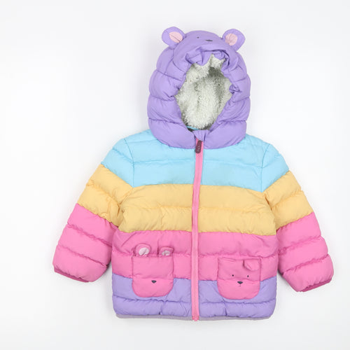 JoJo Maman Bébé Unisex Baby Multicoloured Hooded Puffer Jacket 18-24 Months