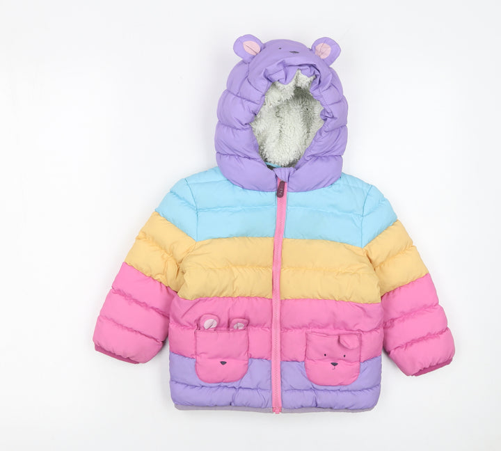 JoJo Maman Bébé Unisex Baby Multicoloured Hooded Puffer Jacket 18-24 Months