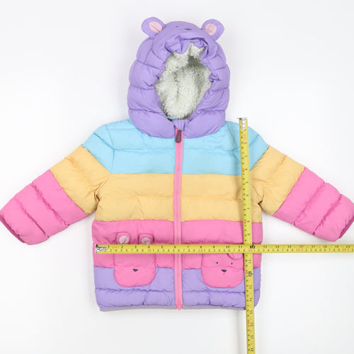 JoJo Maman Bébé Unisex Baby Multicoloured Hooded Puffer Jacket 18-24 Months