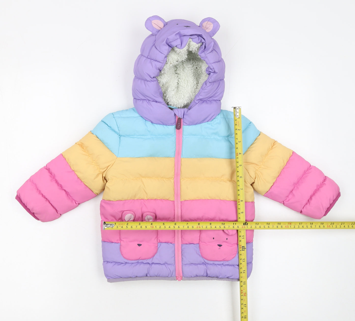 JoJo Maman Bébé Unisex Baby Multicoloured Hooded Puffer Jacket 18-24 Months