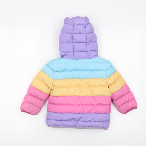JoJo Maman Bébé Unisex Baby Multicoloured Hooded Puffer Jacket 18-24 Months